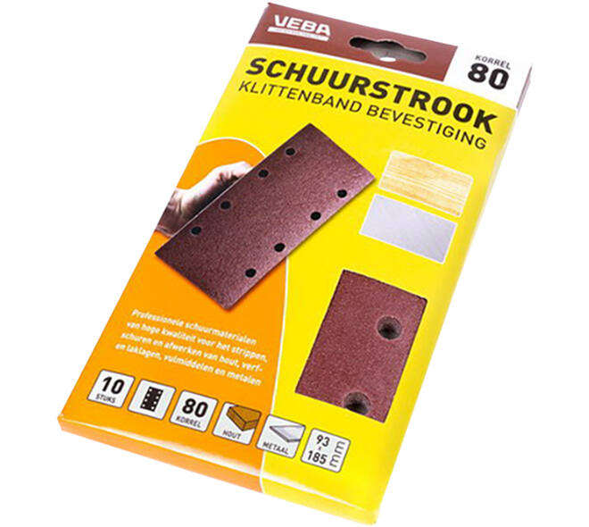 VEBA Schuurstrook Klittenband 93x185 mm 8 Gaten 6 st P80