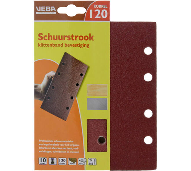 VEBA Schuurstrook Klittenband 93x185 mm 8 Gaten 6 st P120