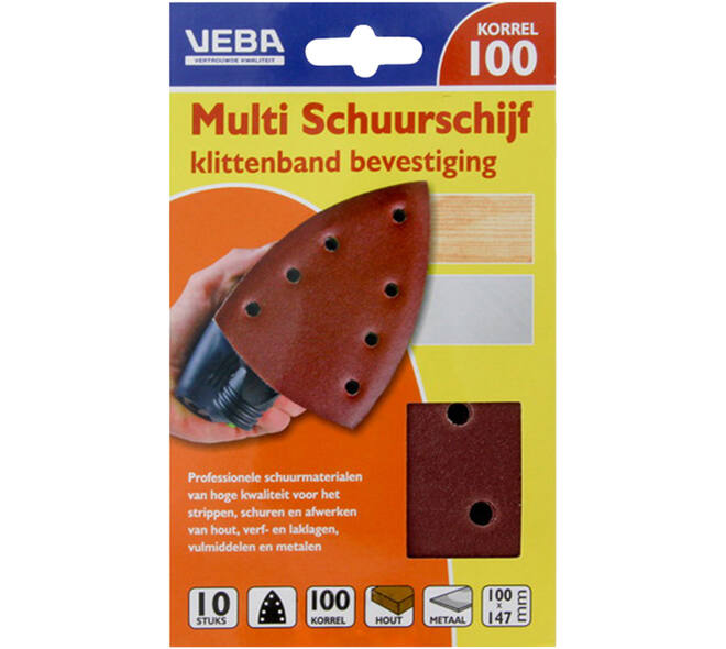 VEBA Multi Schuurschijf Met Klittenband 110x147 mm 7 Gaten 10 st P100