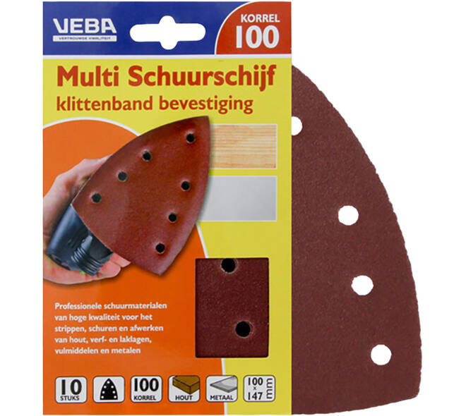 VEBA Multi Schuurschijf Met Klittenband 110x147 mm 7 Gaten 10 st P100