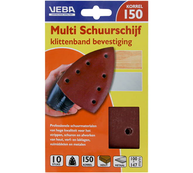 VEBA Multi Schuurschijf Met Klittenband 110x147 mm 7 Gaten 10 st P150