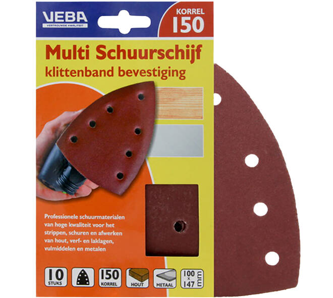VEBA Multi Schuurschijf Met Klittenband 110x147 mm 7 Gaten 10 st P150