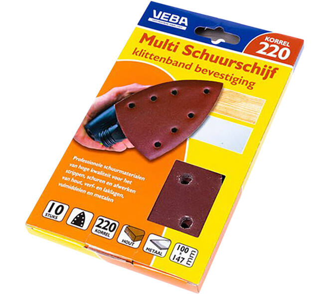 VEBA Multi Schuurschijf Met Klittenband 110x147 mm 7 Gaten 10 st P220