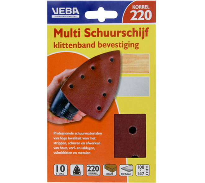 VEBA Multi Schuurschijf Met Klittenband 110x147 mm 7 Gaten 10 st P220