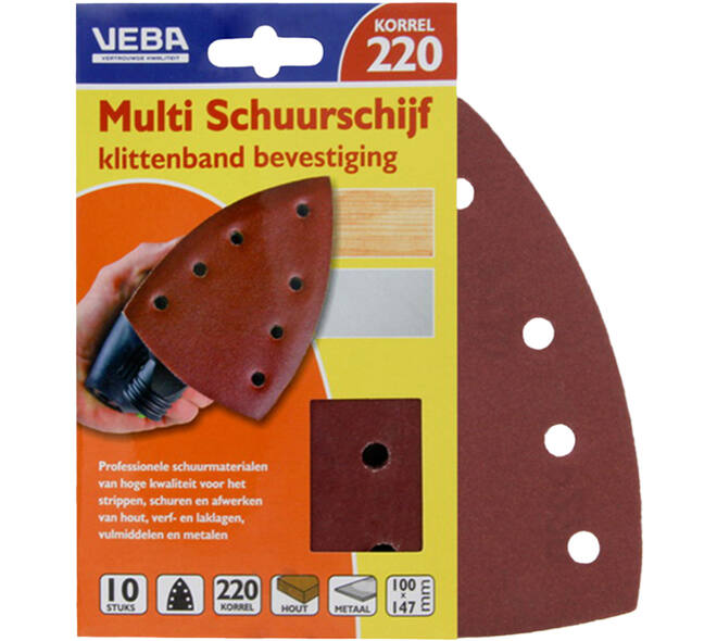 VEBA Multi Schuurschijf Met Klittenband 110x147 mm 7 Gaten 10 st P220