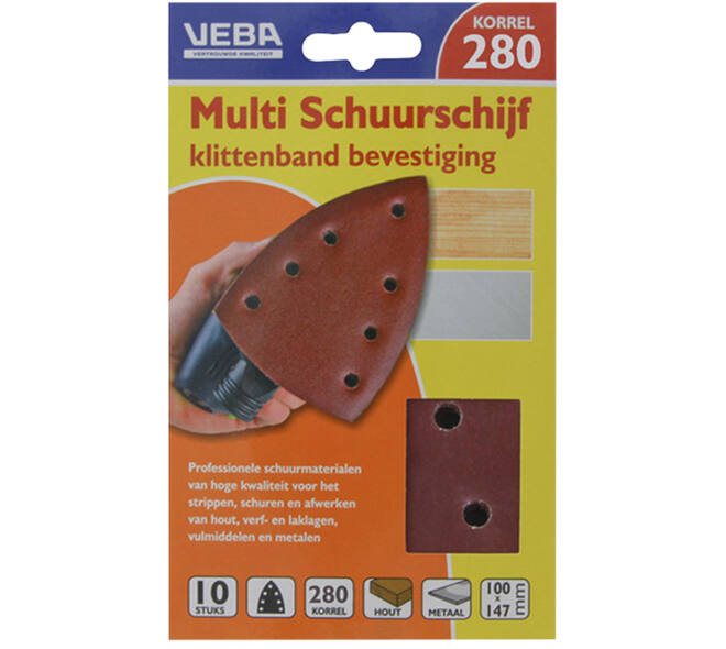 VEBA Multi Schuurschijf Met Klittenband 110x147 mm 7 Gaten 10 st P280