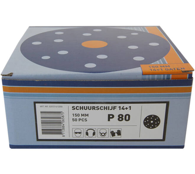 VEBA Schuurschijf Klittenband 150 mm 14+1 Gaten 50 st P80