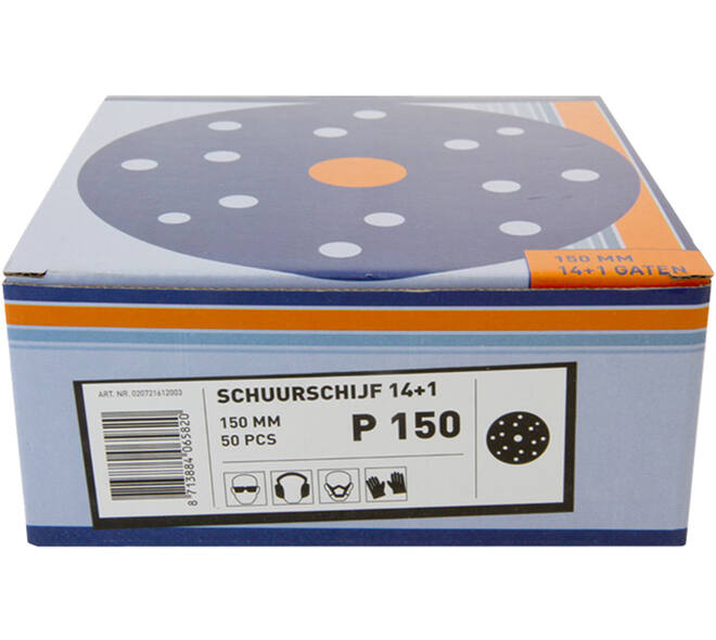 VEBA Schuurschijf Klittenband 150 mm 14+1 Gaten 50 st P150
