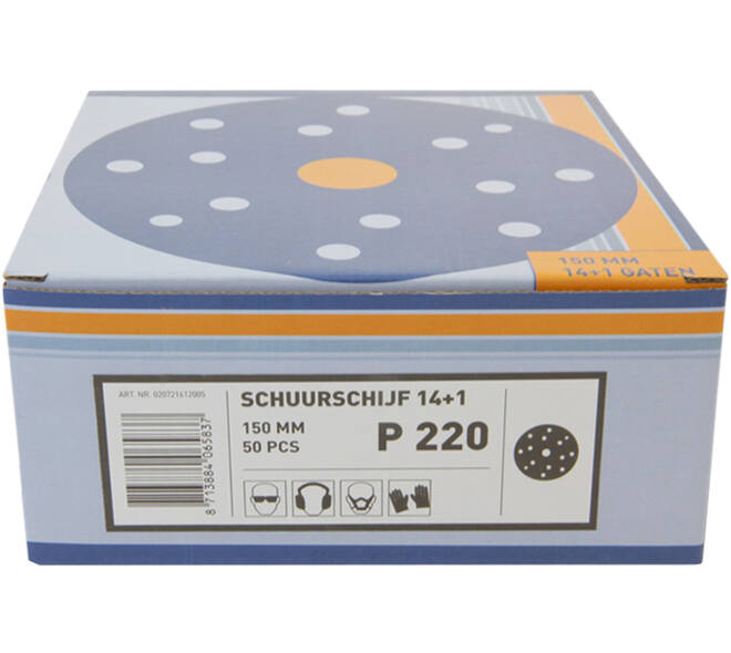 VEBA Schuurschijf Klittenband 150 mm 14+1 Gaten 50 st P220
