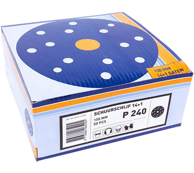VEBA Schuurschijf Klittenband 150 mm 14+1 Gaten 50 st P240