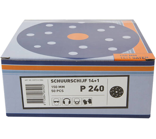 VEBA Schuurschijf Klittenband 150 mm 14+1 Gaten 50 st P240