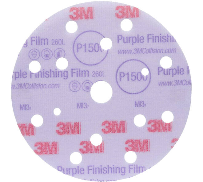 3M Hookit Purple Finishing Film Schuurschijf 260L, 150 mm, 15 Gaten, P1500, 50 st, 51154
