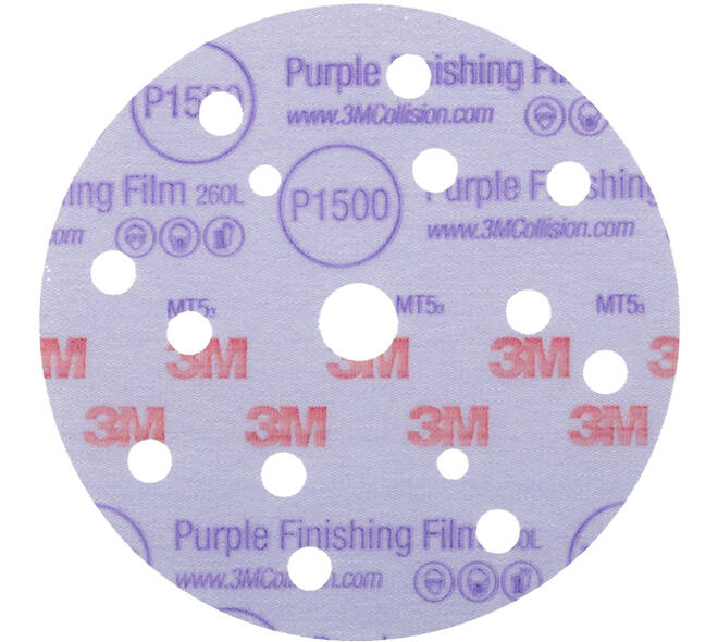 3M Hookit Purple Finishing Film Schuurschijf 260L, 150 mm, 15 Gaten, P1500, 50 st, 51154
