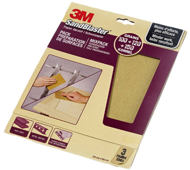 3M Sandblaster Schuurvellen Paars (Kale Ondergonden) 23x28cm 3 Vellen