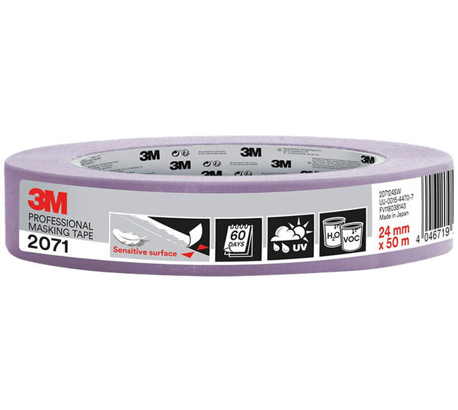 3M Afplaktape, 207136SW, Gevoelige oppervlakken, 24 mm x 50 m, 1 rol - 70% PEFC SGSCH-PEFC-COC-110078