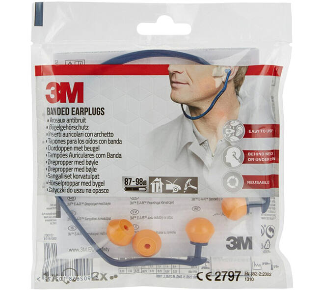 3M Oordoppen met beugel 1310 + 2 paar vervangende dopjes, SNR-waarde 24 - 25 dB, Oranje, 1OB+2Paar