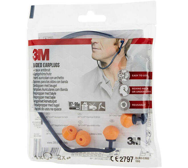 3M Oordoppen met beugel 1310 + 2 paar vervangende dopjes, SNR-waarde 24 - 25 dB, Oranje, 1OB+2Paar