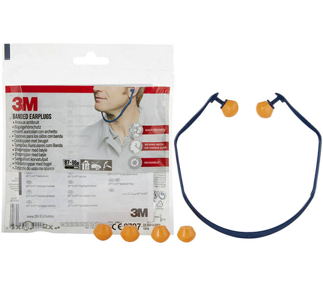 3M Oordoppen met beugel 1310 + 2 paar vervangende dopjes, SNR-waarde 24 - 25 dB, Oranje, 1OB+2Paar