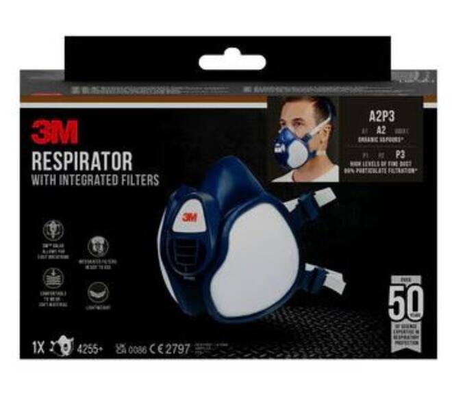 3M Mondmasker met Geïntegreerde Filters 4255+, A2P3 Organische Dampen