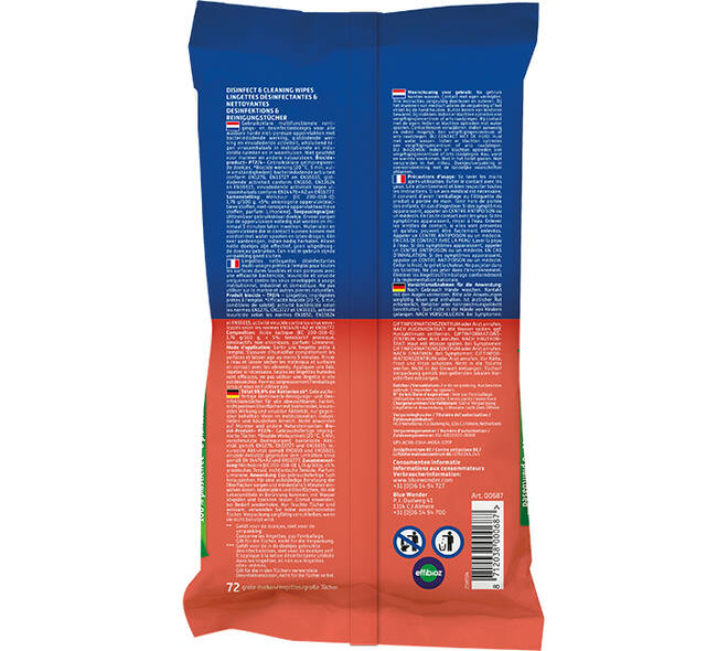 Blue Wonder Desinfectie & Cleaning Wipes 72x1 st