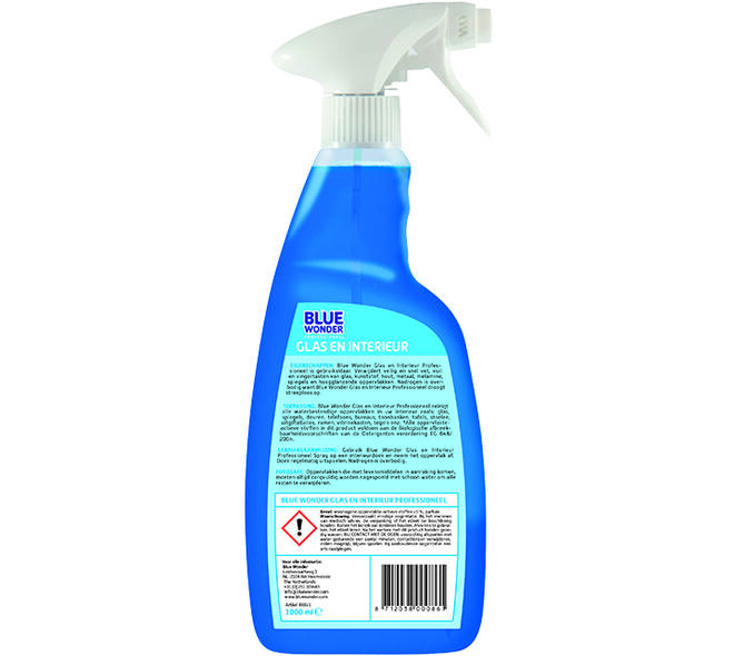 Blue Wonder Professioneel Glas En Interieur-Reiniger Spray 1 L