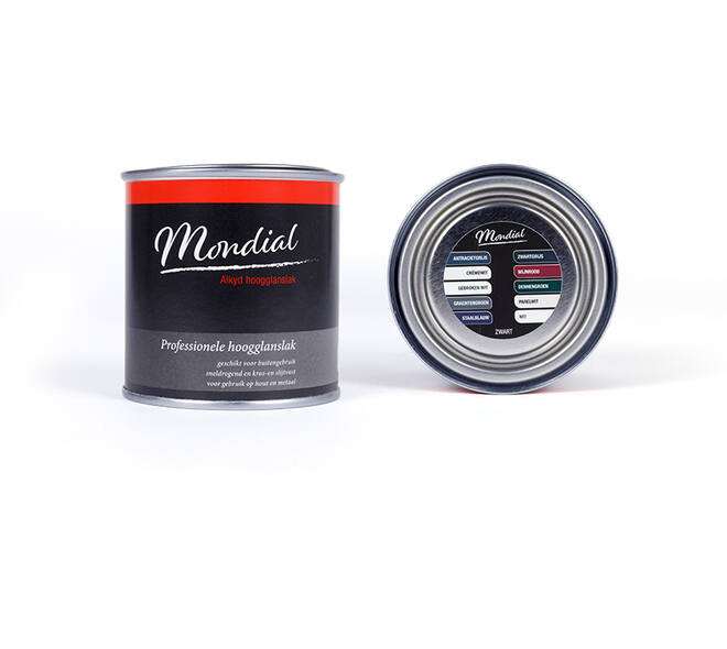 Mondial Hoogglans RAL9005 Zwart (Alkyd) 250 ml