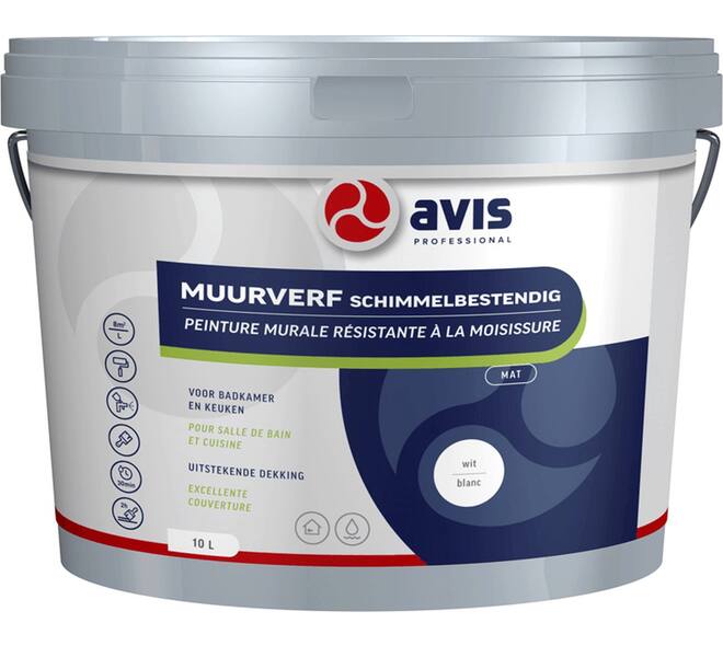 Avis Muurverf Schimmelbestendig Wit Mat 10 L