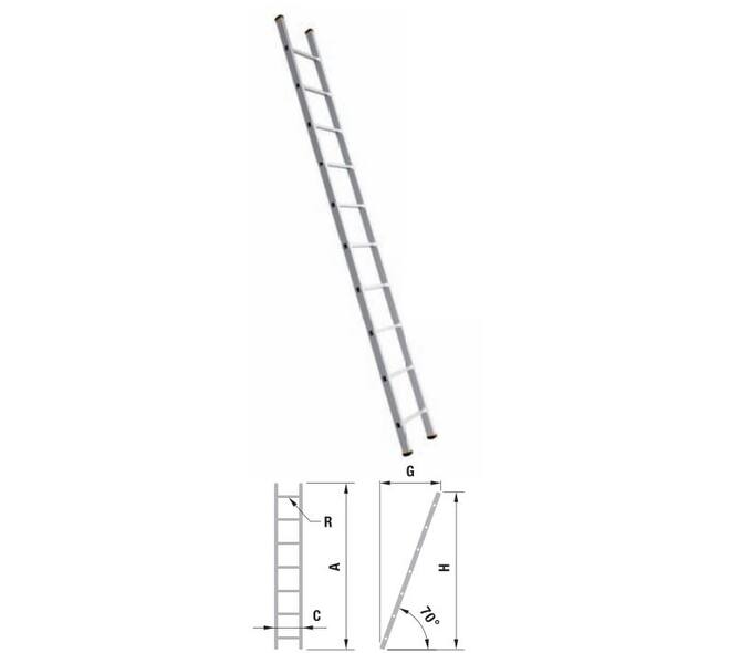 VEBA Aluminium Enkele Rechte Ladder/Ruimladder 1x12 (3,34M)