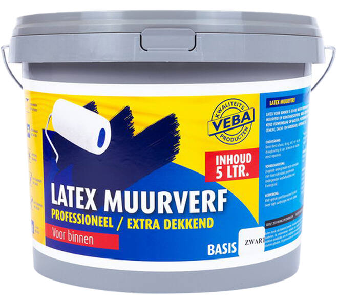 Mondial Latex Muurverf Extra Dekkend Zwart 5 L