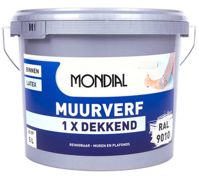 Mondial Latex Muurverf Extra Dekkend RAL9010 5 L