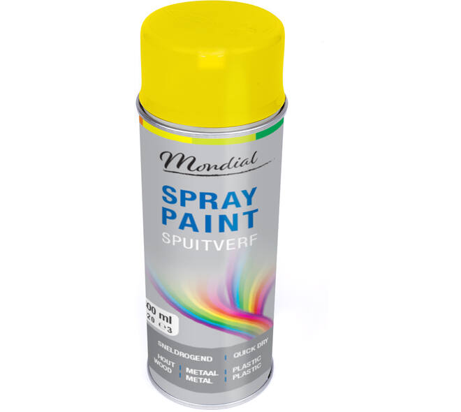 Mondial Spray Paint Ral 1023 Hoogglans Verkeersgeel 400 ml
