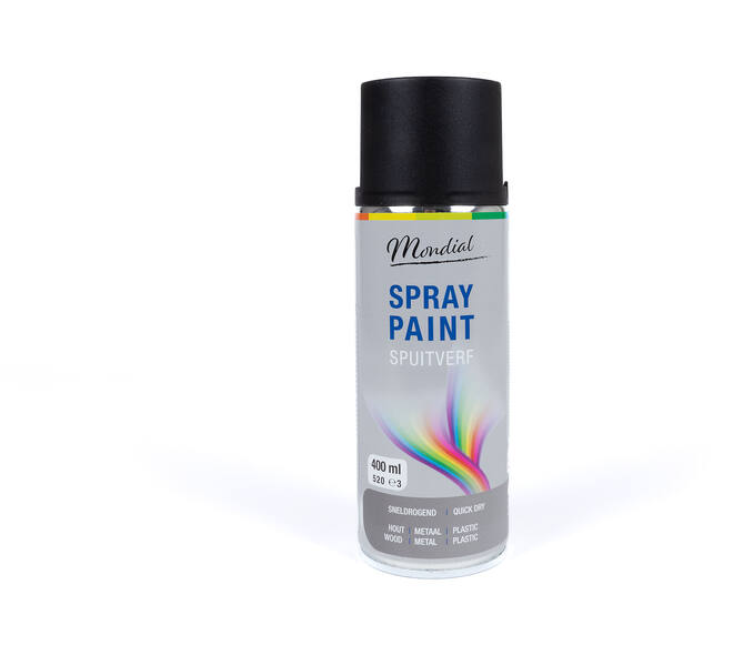Mondial Spray Paint Ral 9005 Zijdeglans Zwart 400 ml