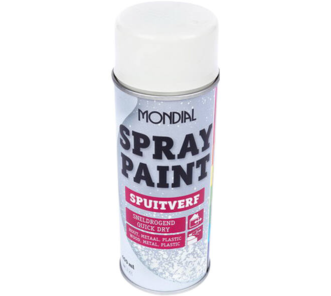 Mondial Spray Paint Ral 9010 Zijdeglans Wit 400 ml