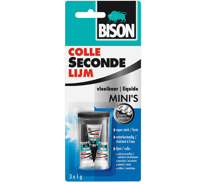 Bison Secondelijm Vloeibaar Mini 3 x 1 g