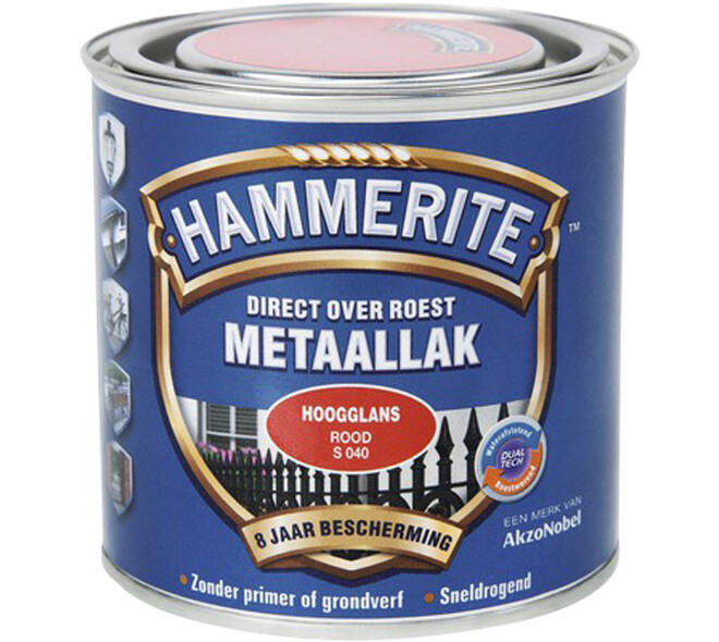 Hammerite Hoogglans Rood S040 250 ml