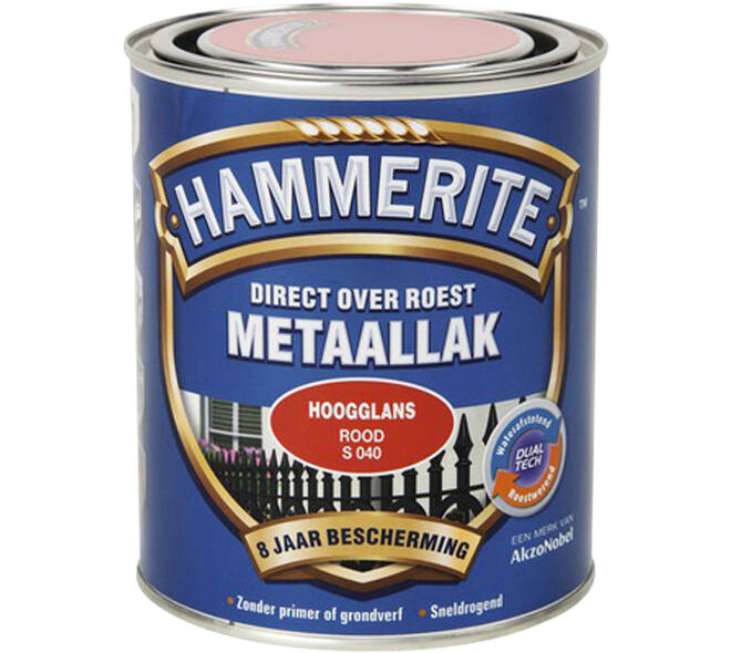 Hammerite Hoogglans Rood S040 750 ml