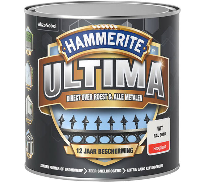 Hammerite Ultima Hoogglans Wit RAL9016 250 ml