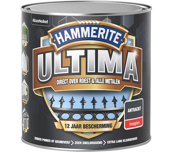 Hammerite Ultima Hoogglans Antraciet 250 ml