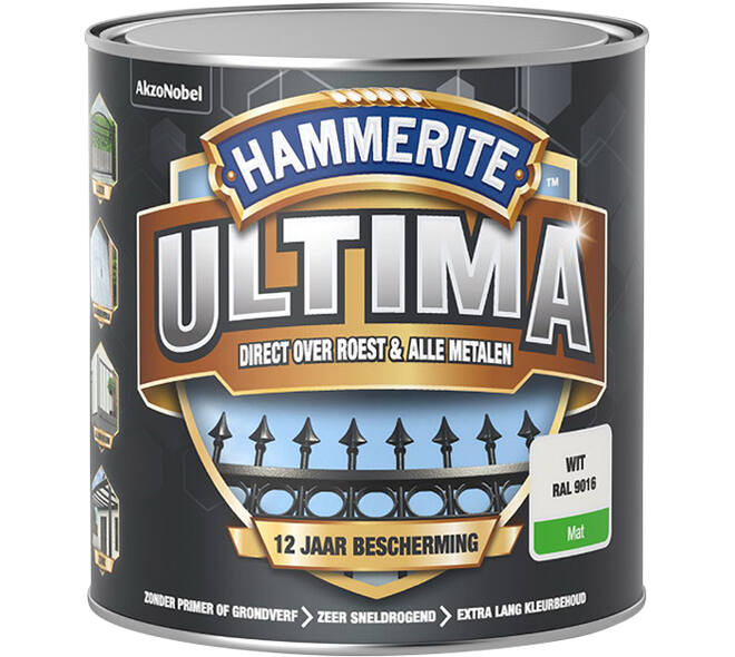 Hammerite Ultima Mat Wit RAL9016 250 ml