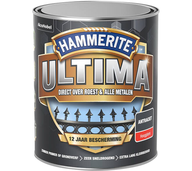 Hammerite Ultima Hoogglans Antraciet 750 ml