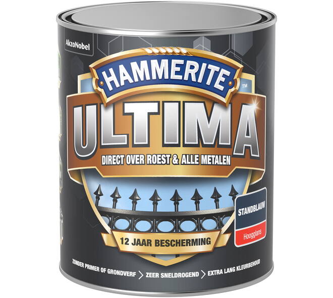 Hammerite Ultima Hoogglans Staal Blauw 750 ml