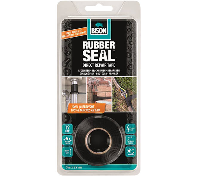 Bison Rubber Seal Direct Repair Tape 25 mm Blister 3 Meter