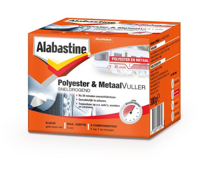 Alabastine Polyester & Metaal Vuller Sneldrogend Set 300 g