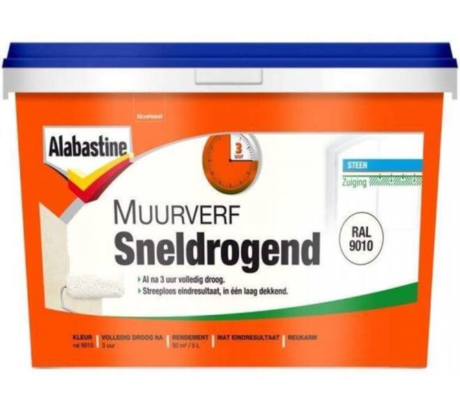 Alabastine Muurverf Sneldrogend RAL9010 5 L