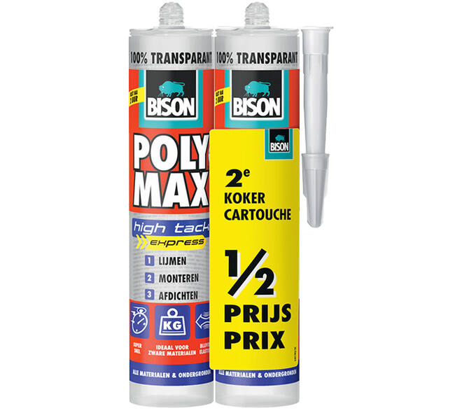 Bison Poly Max High Tack Express Transparant 300 g Duo