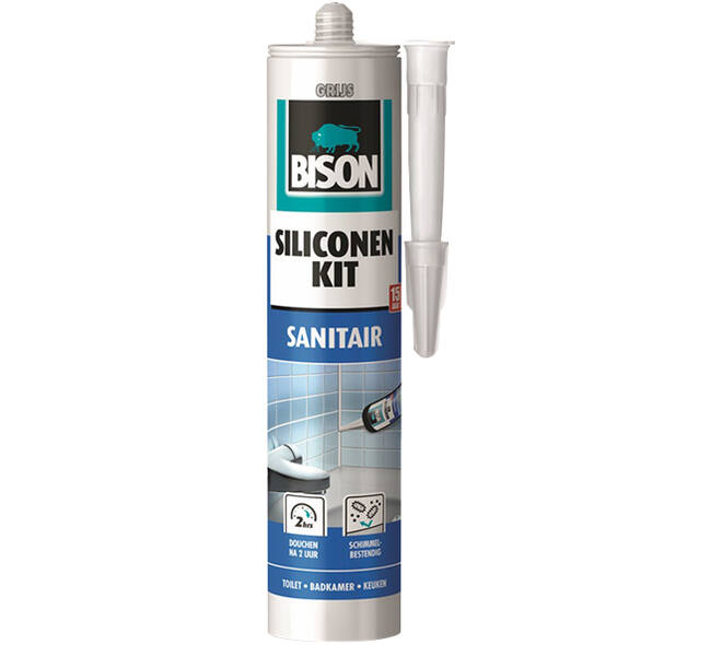 Bison Siliconenkit Sanitair Grijs 300 ml