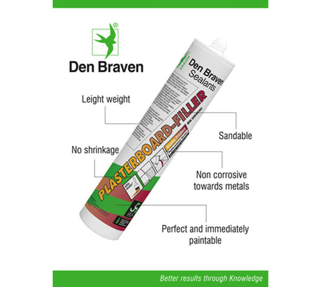 Zwaluw Den Braven Plasterboard-Filler 310 ml Wit