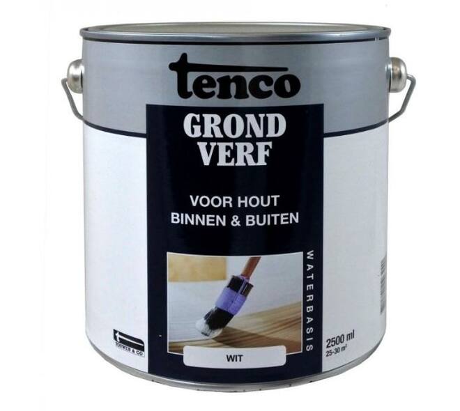 Tenco Grondverf Waterbasis Dekkend Mat Wit 2,5 L