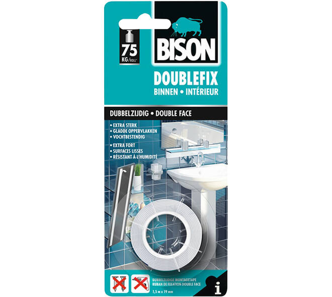 Bison Dubbel Fix Schuimtape Wit 19 mm x 1,5M