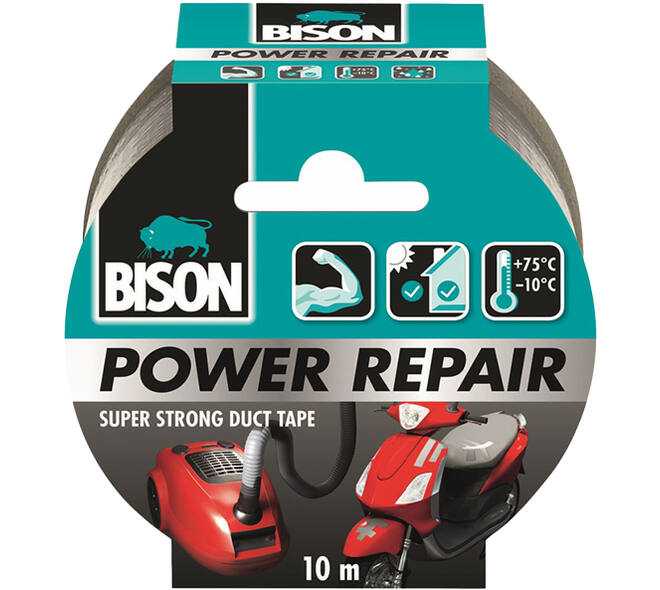 Bison Power Repair Tape Grijs Rol 10 m